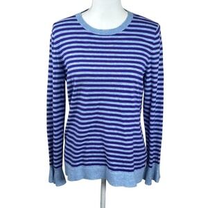 Talbots Sweater‎ Sz M Blue Purple Stripes Lightweight Crew Neck Pullover Soft
